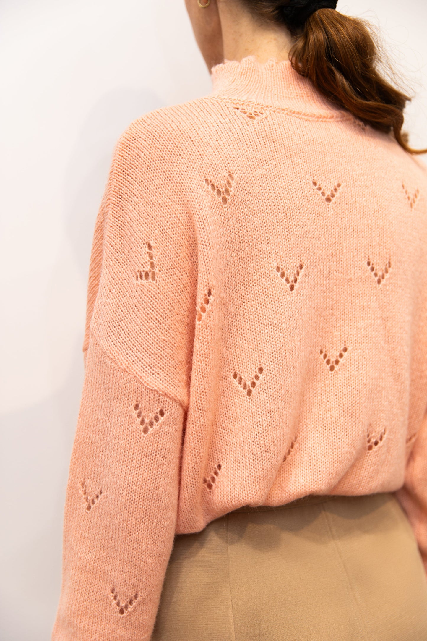 Pull col cheminée rose - Cortina