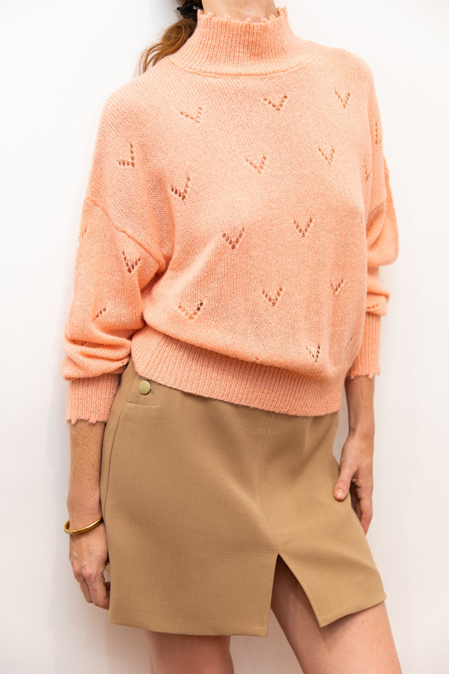 Pull col cheminée rose - Cortina
