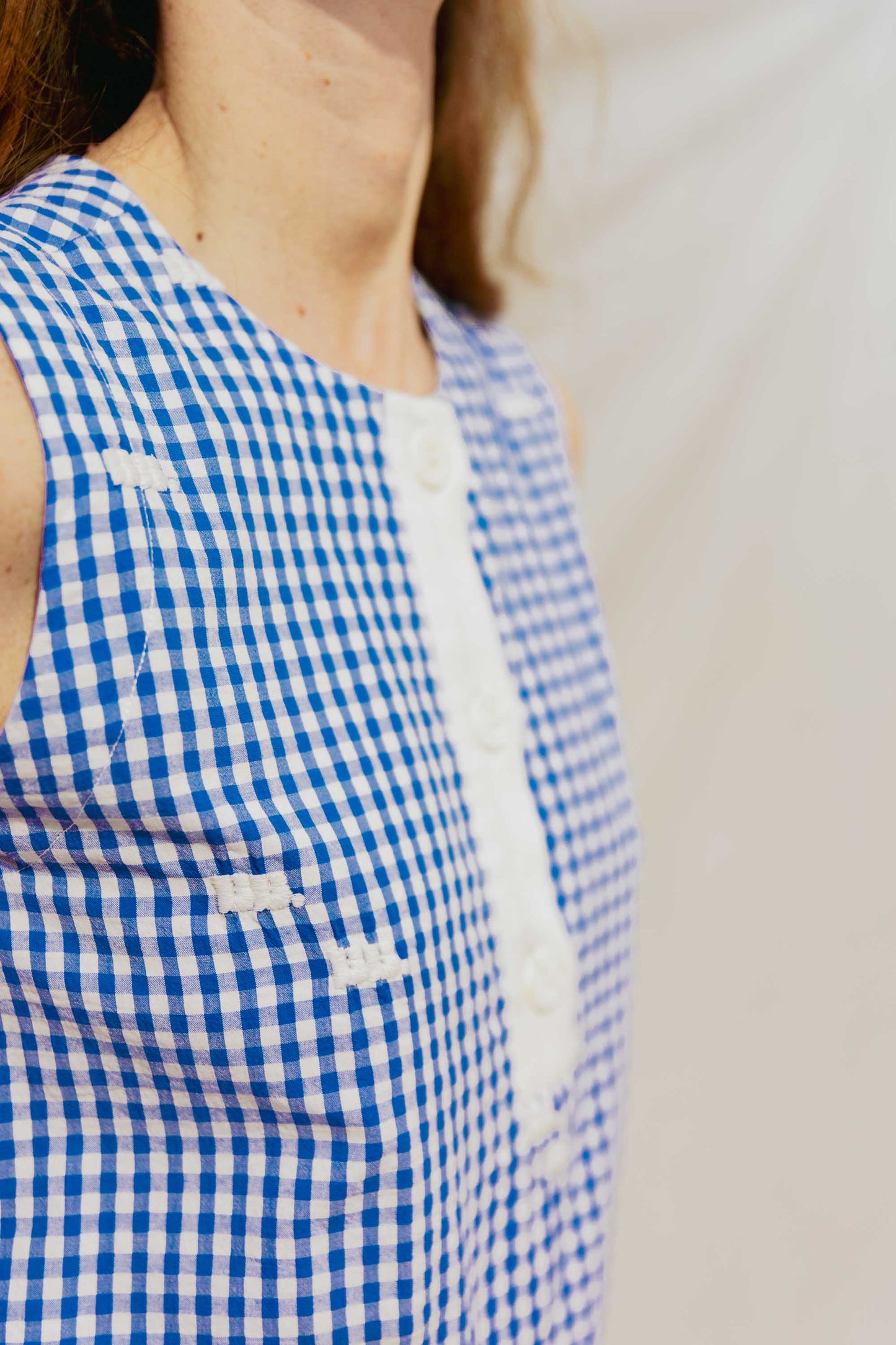 Robe droite Vichy Bleu - Monogramme