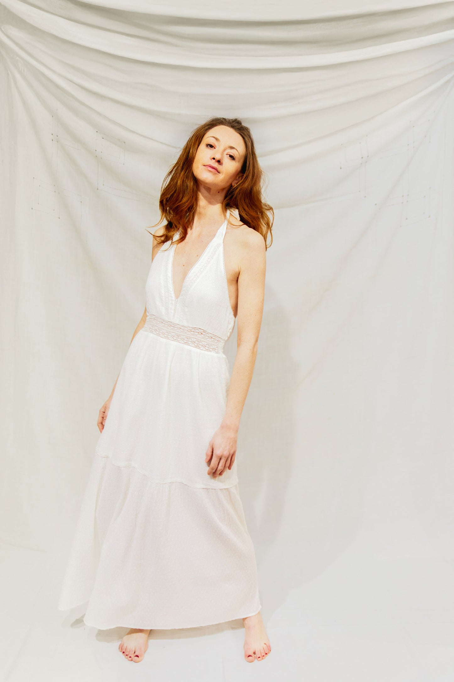 Robe longue dos nu Blanche - Rosée