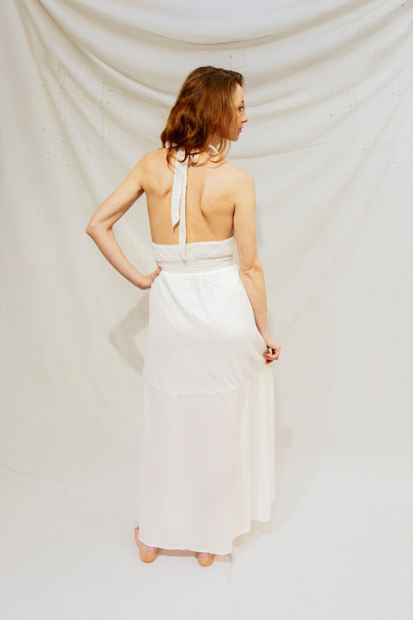 Robe longue dos nu Blanche - Rosée