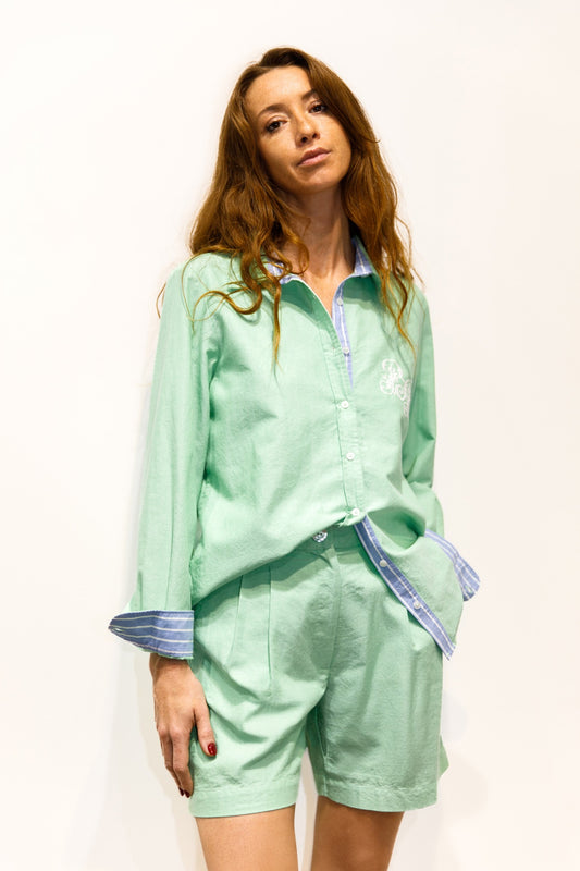 Chemise oxford menthol brodée – Babeth BB