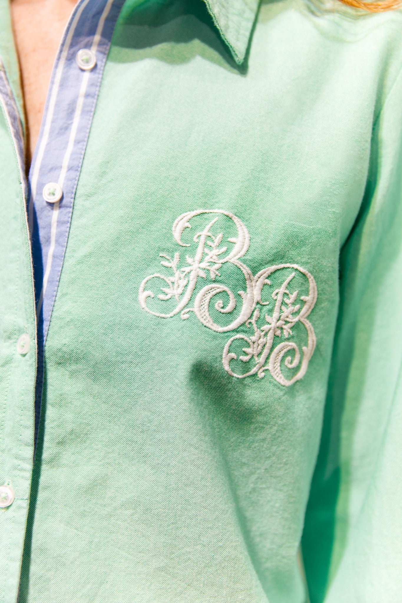 Chemise oxford menthol brodée – Babeth BB