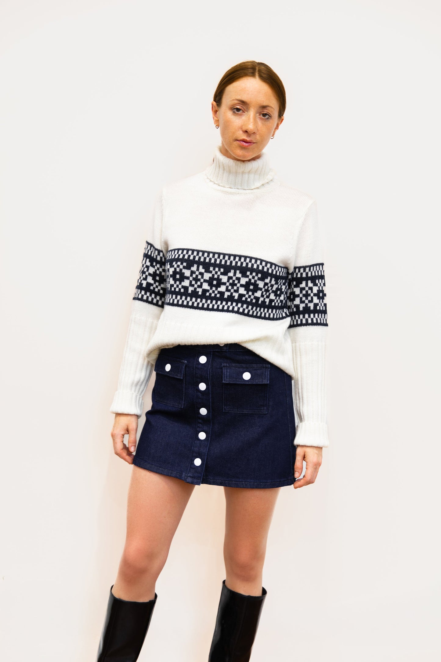 Pull col roulé - Neige