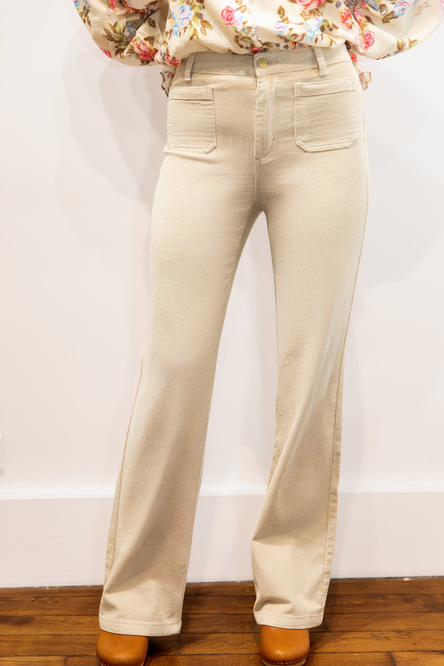 Pantalon flare velours écru - Rizzi