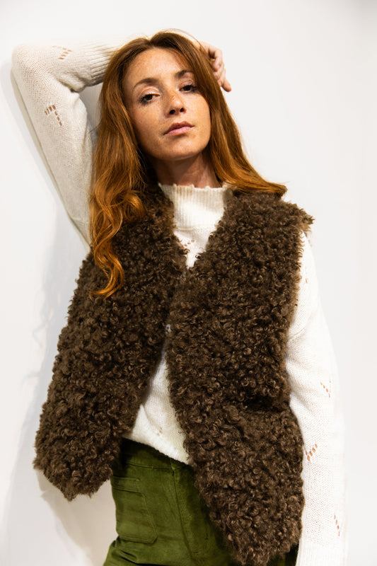 Gilet fausse fourrure marron - Aspen