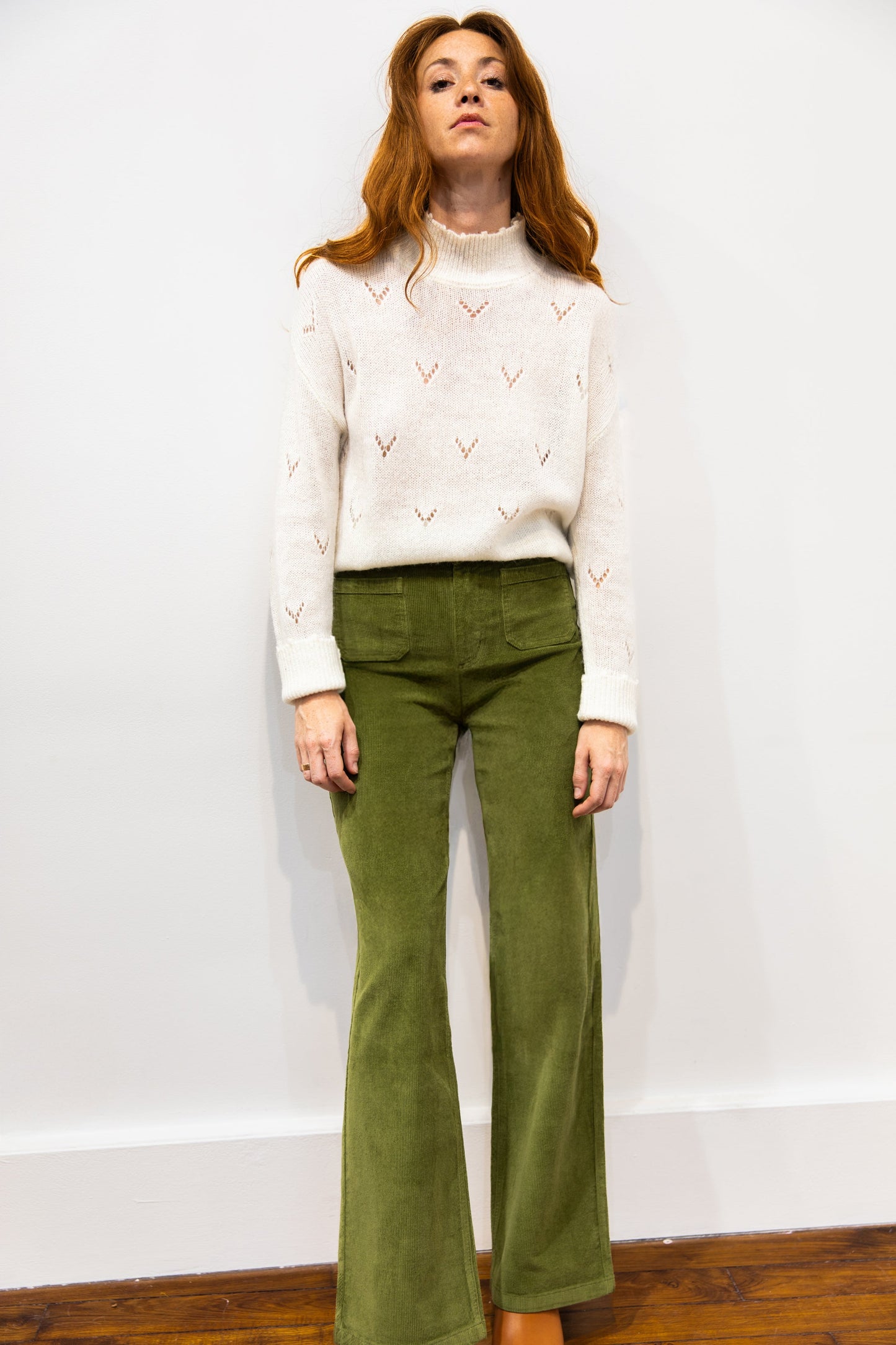 Pantalon flare velours vert - Rizzi