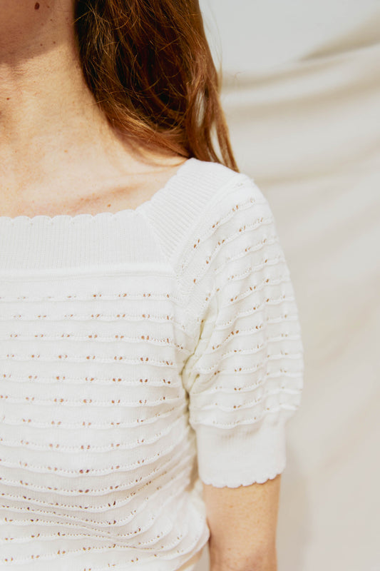 Pull Blanc ajouré - French
