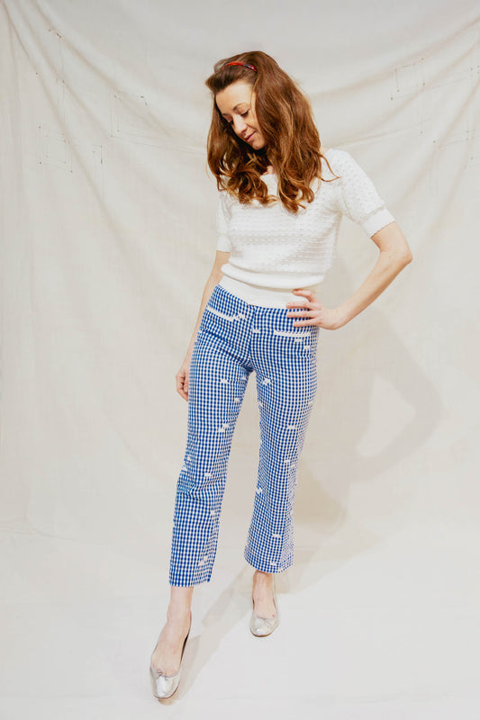 Pantacourt Vichy Bleu - Monogramme