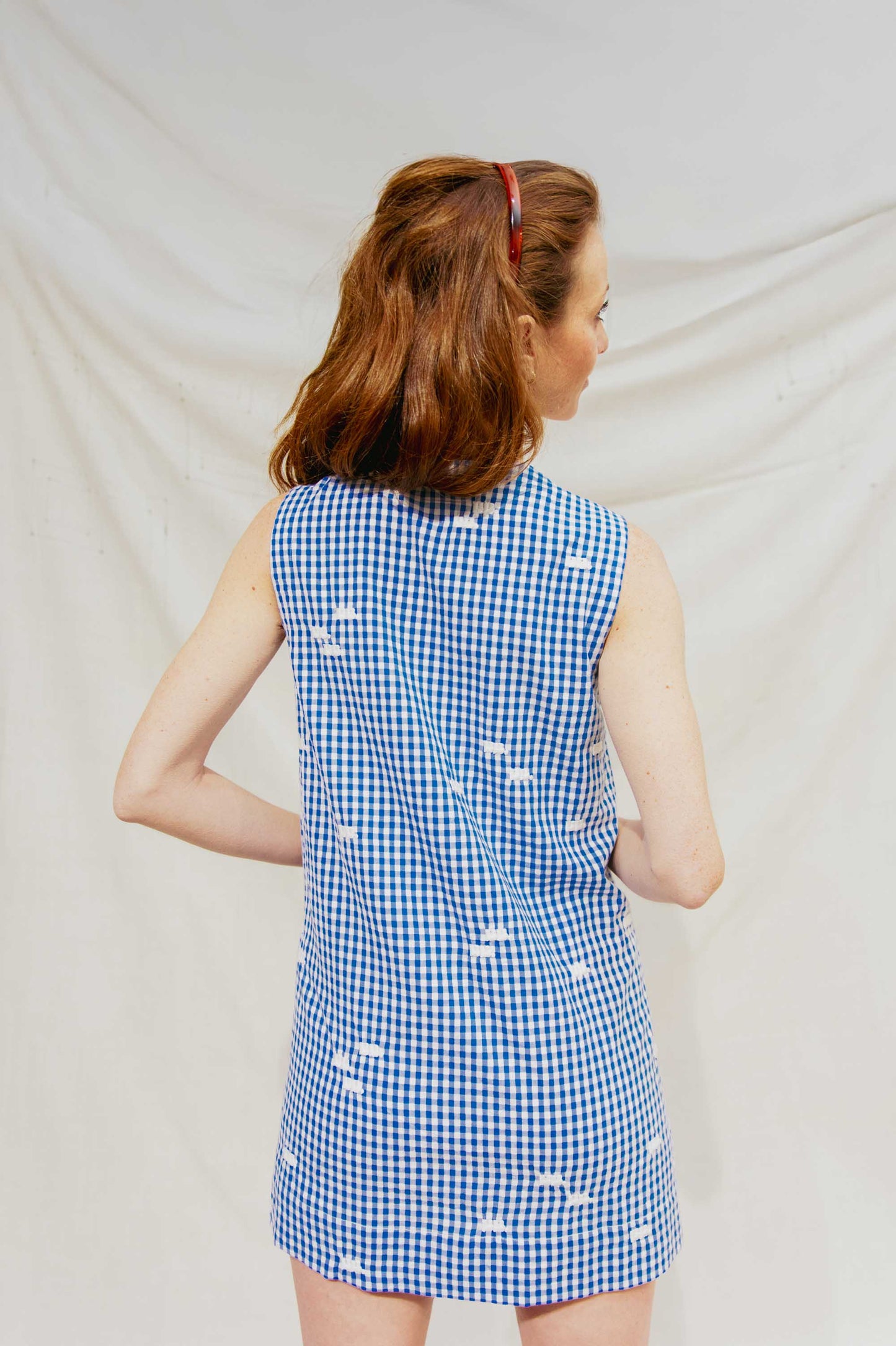 Robe droite Vichy Bleu - Monogramme