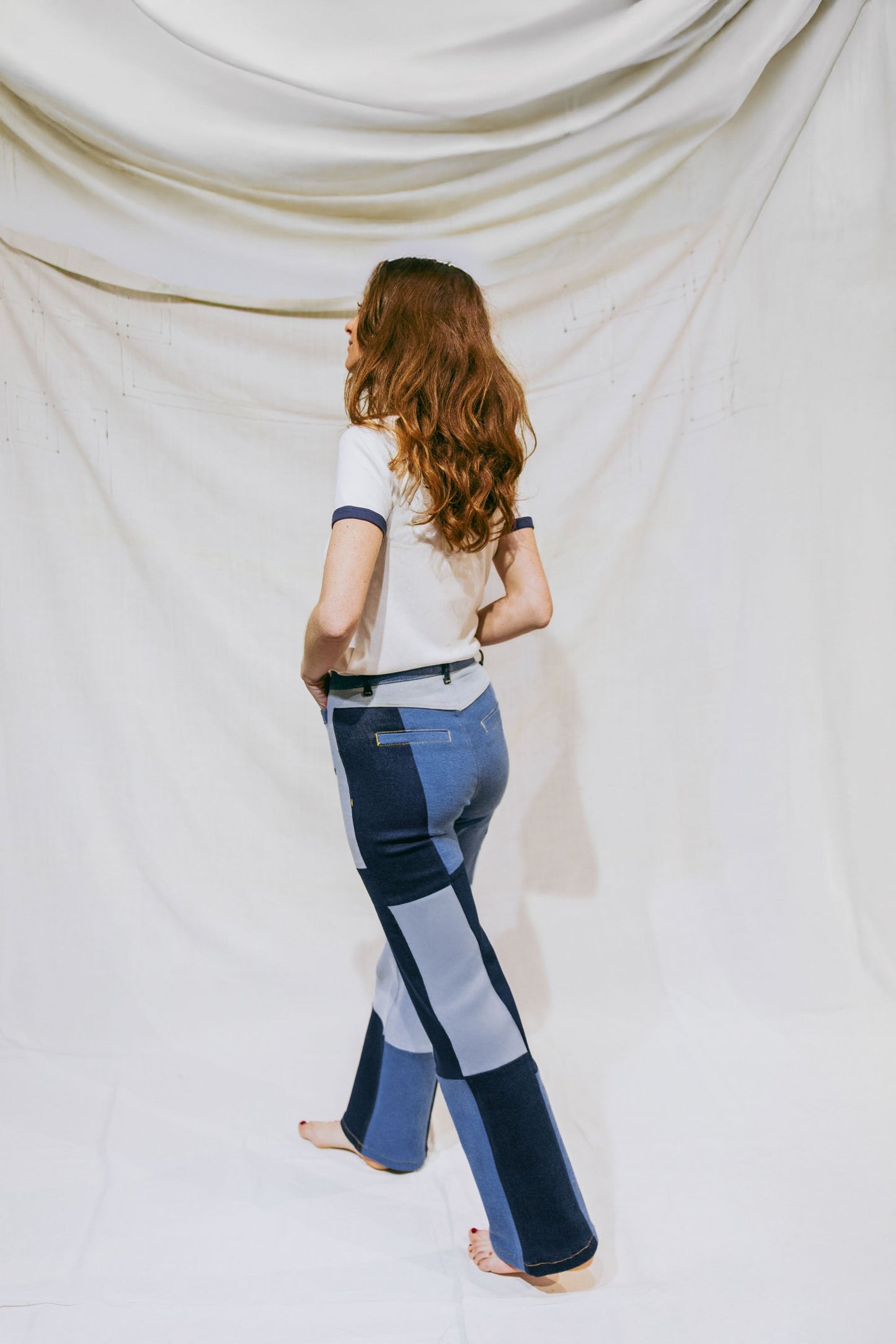 Jean évasé Bleu - Patchwork