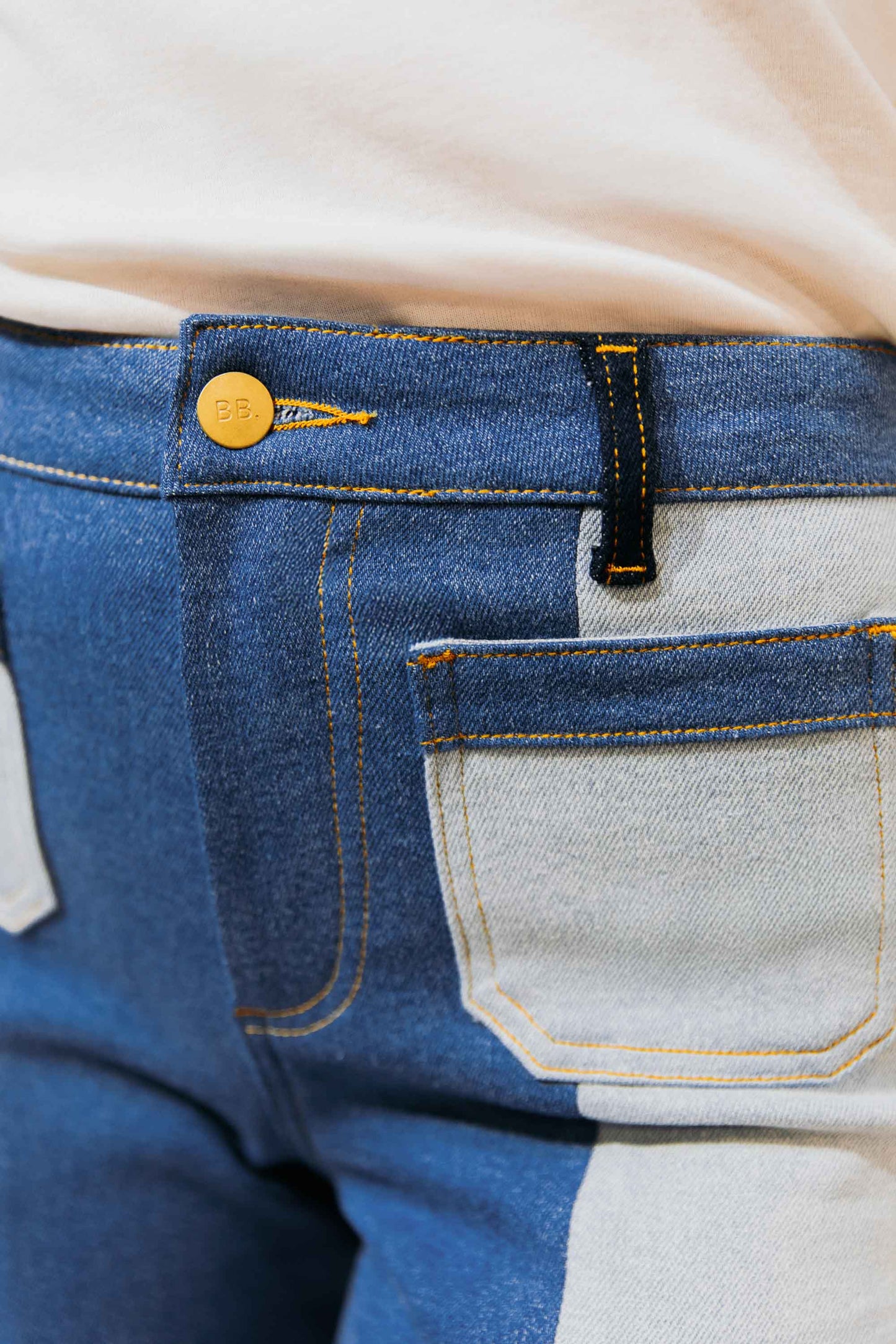 Jean évasé Bleu - Patchwork