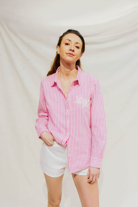 Chemise large à rayures rose - Babeth BB,