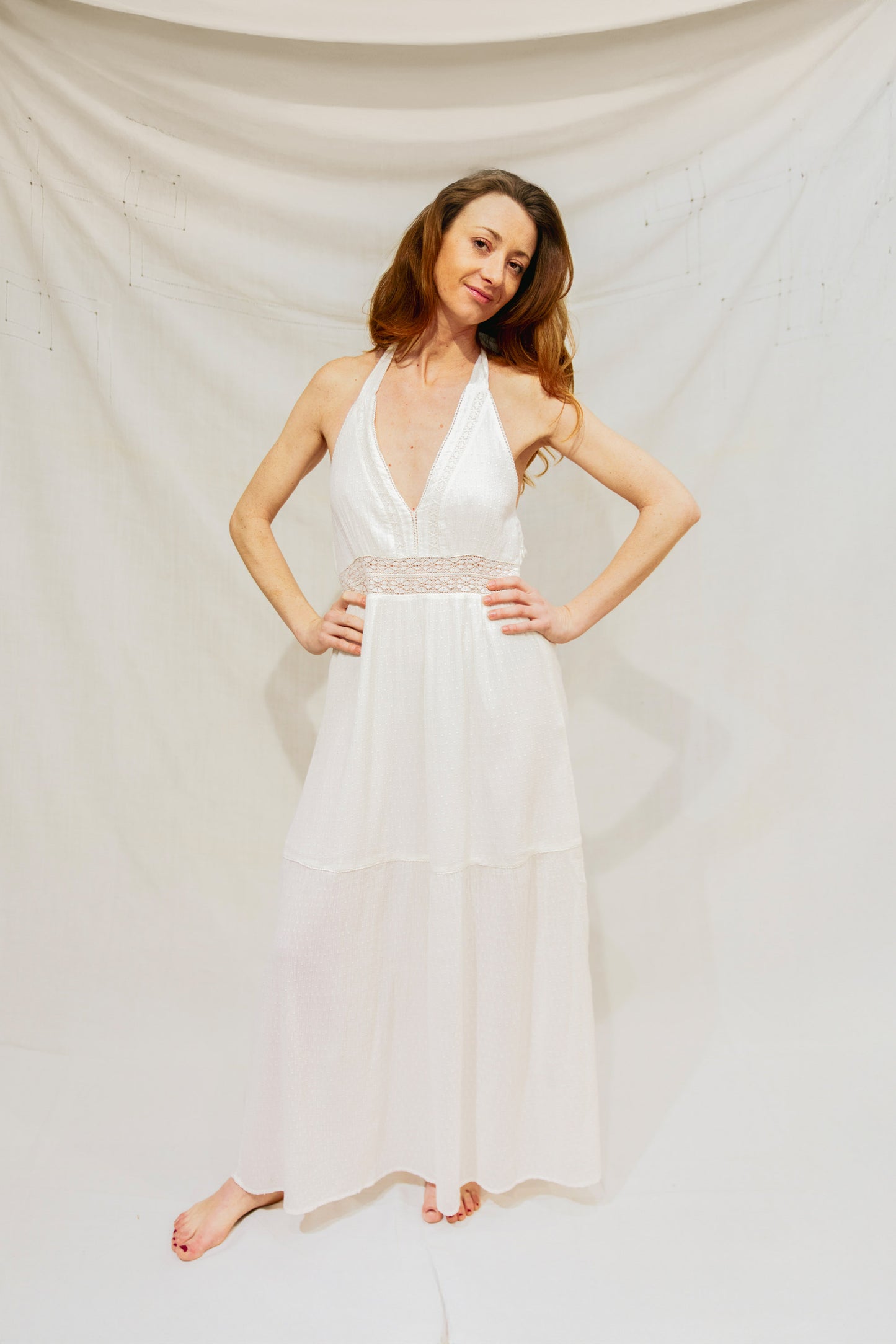 Robe longue dos nu Blanche - Rosée