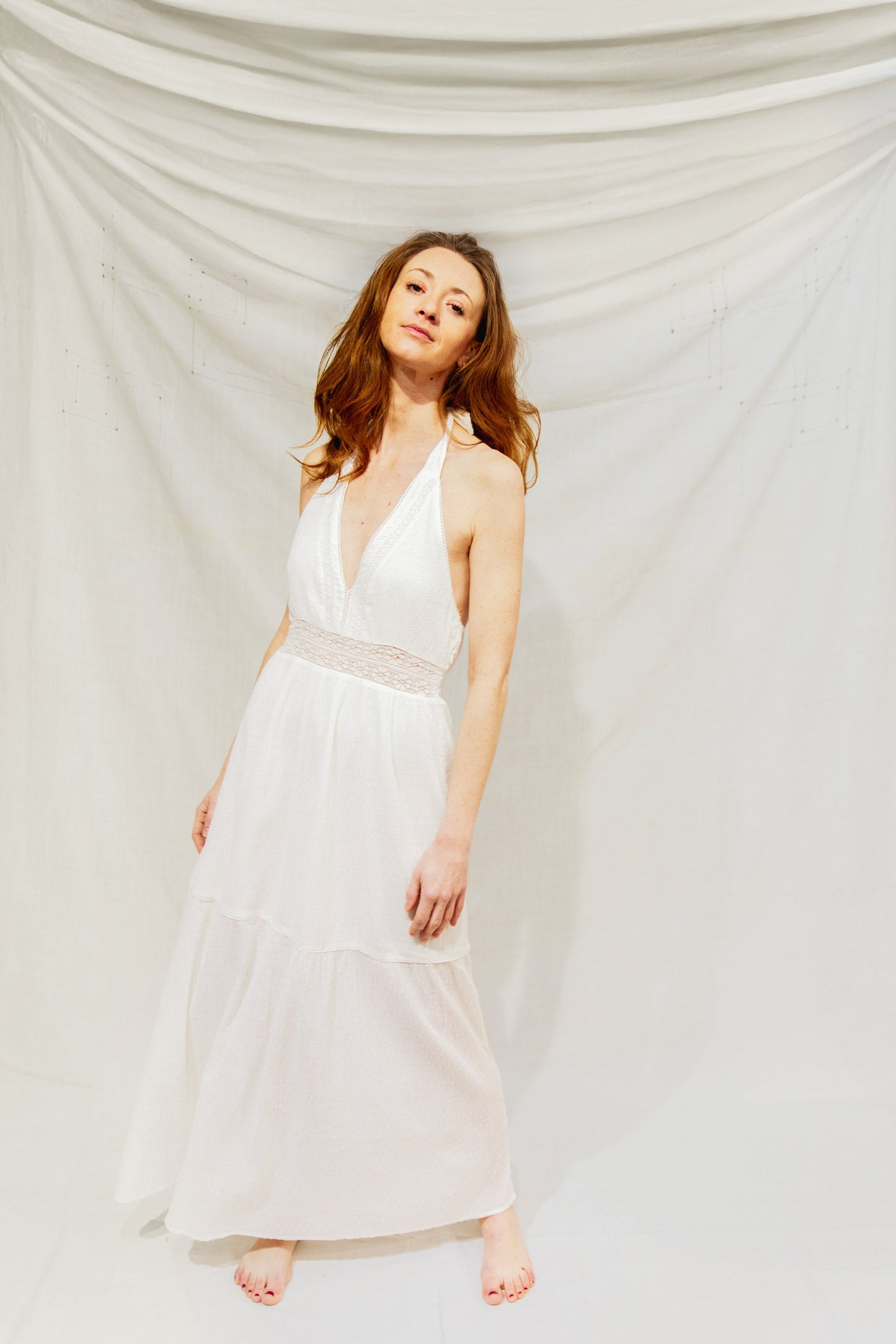 Robe longue dos nu Blanche - Rosée