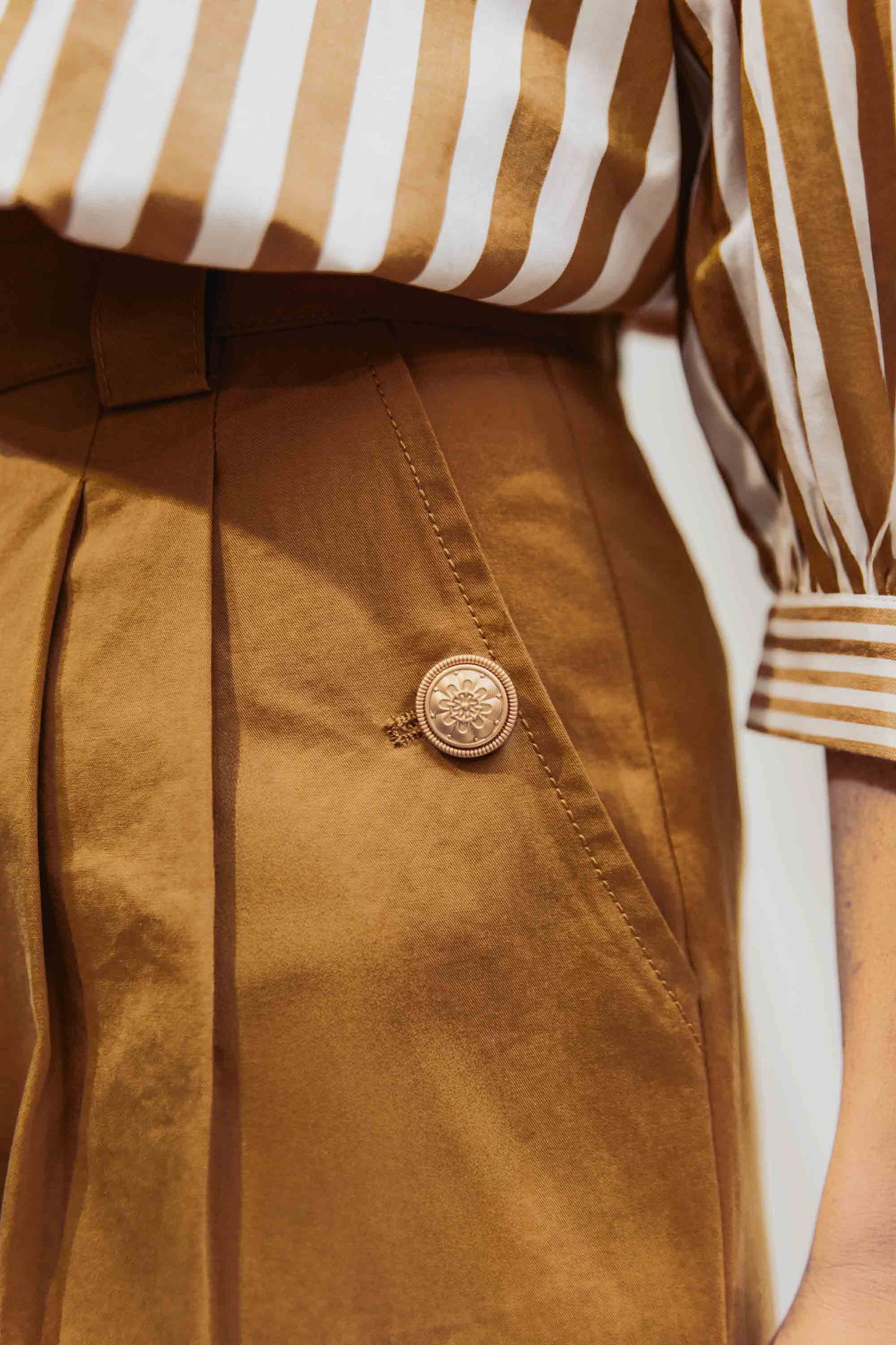 Blouse à rayures beiges et blanches - Parasol