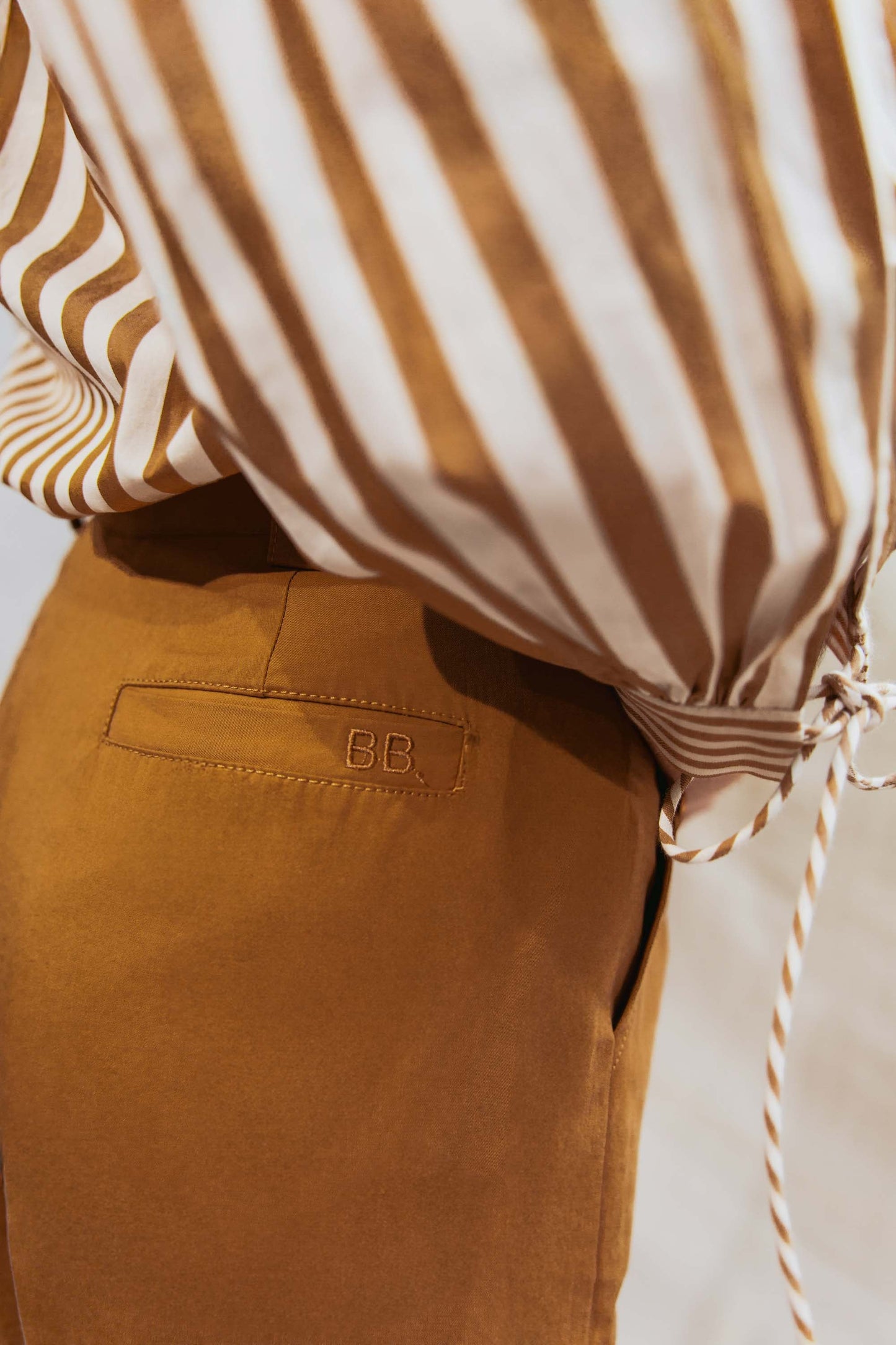Blouse à rayures beiges et blanches - Parasol