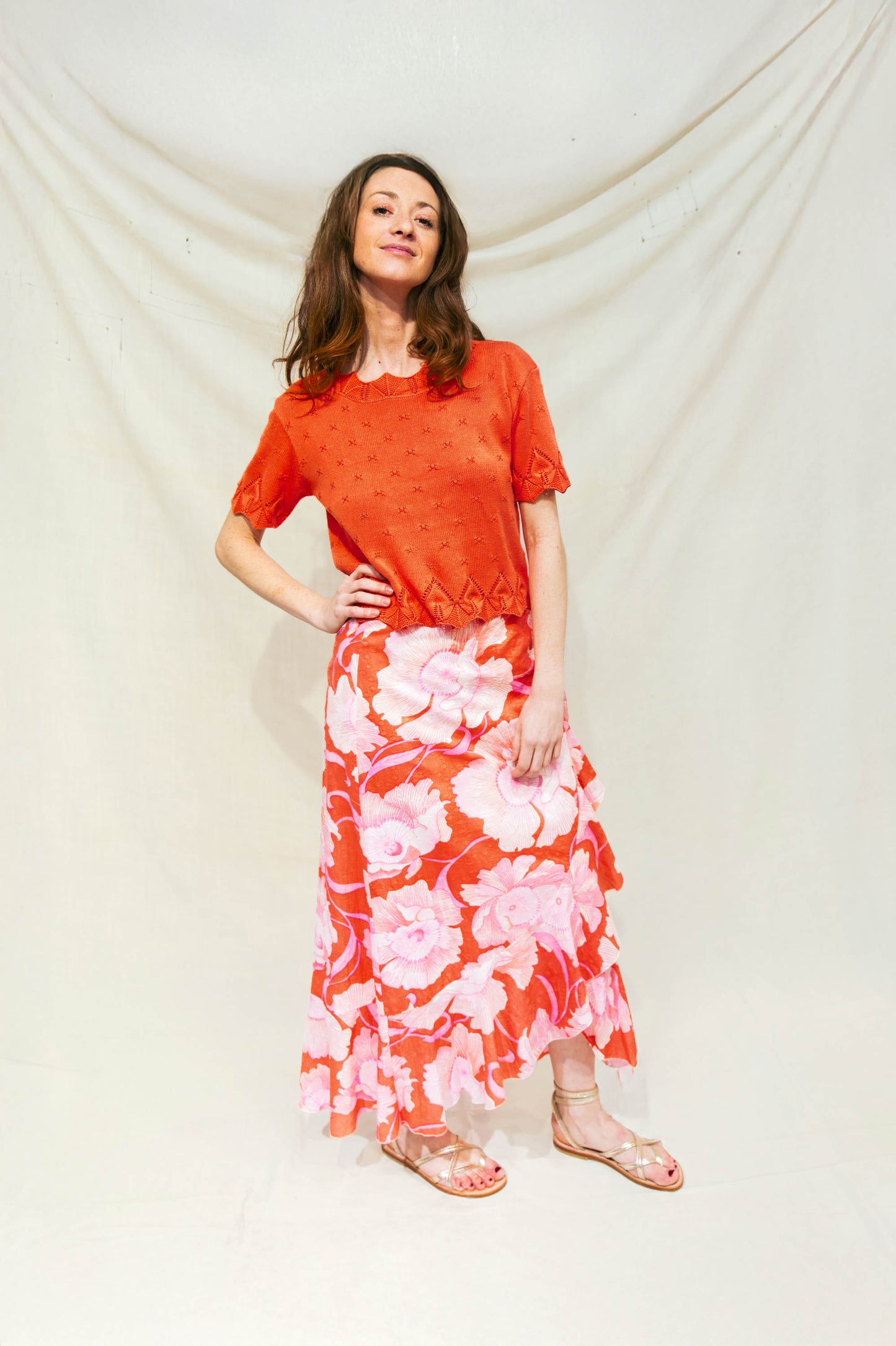 Top corail court en maille - Grazia