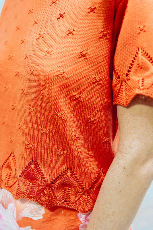 Top corail court en maille - Grazia