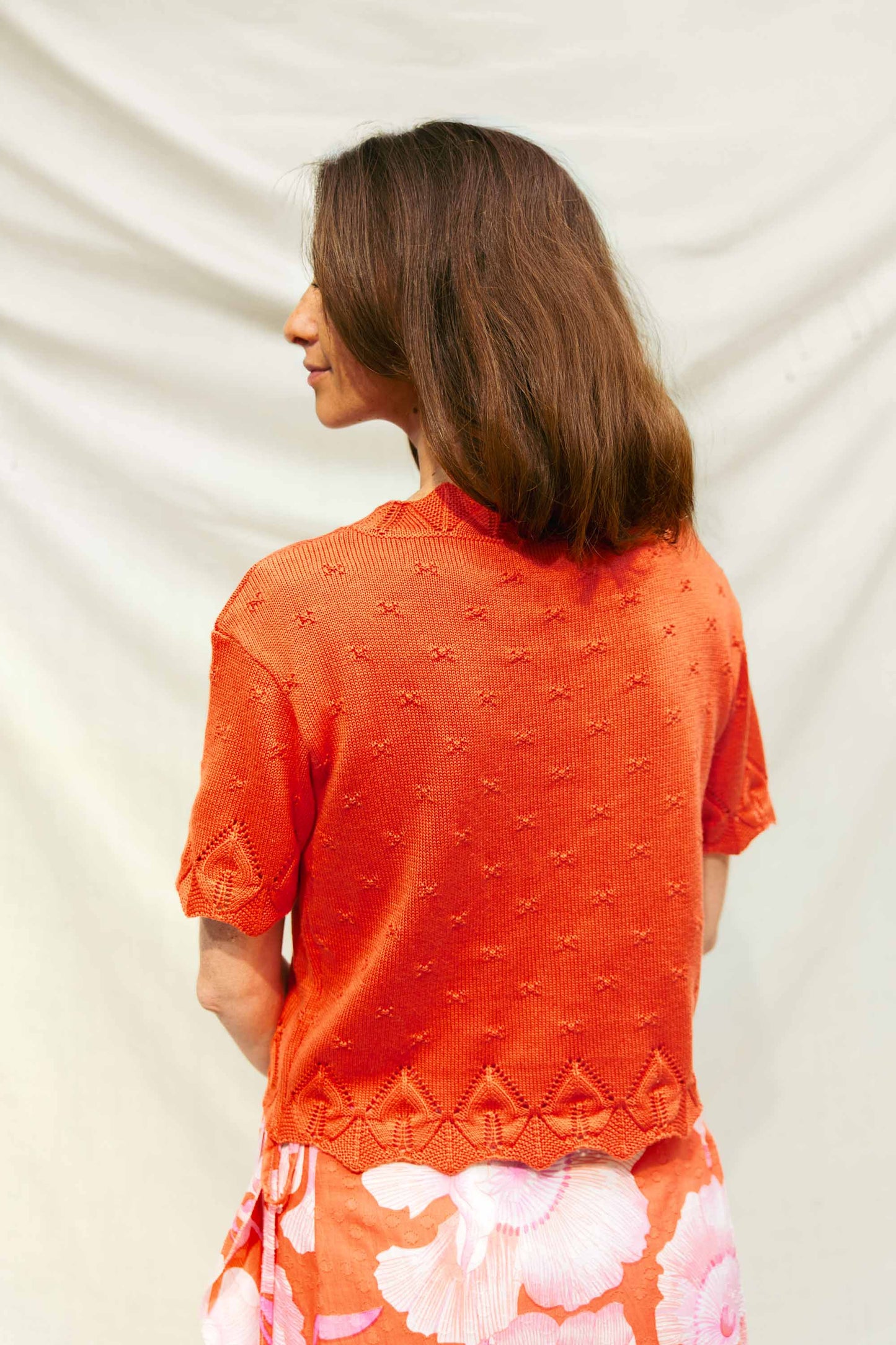 Top corail court en maille - Grazia