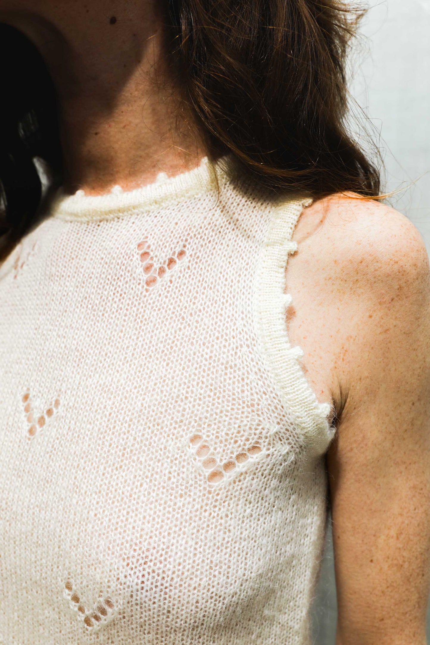 Top ajouré en maille écru - Idylle