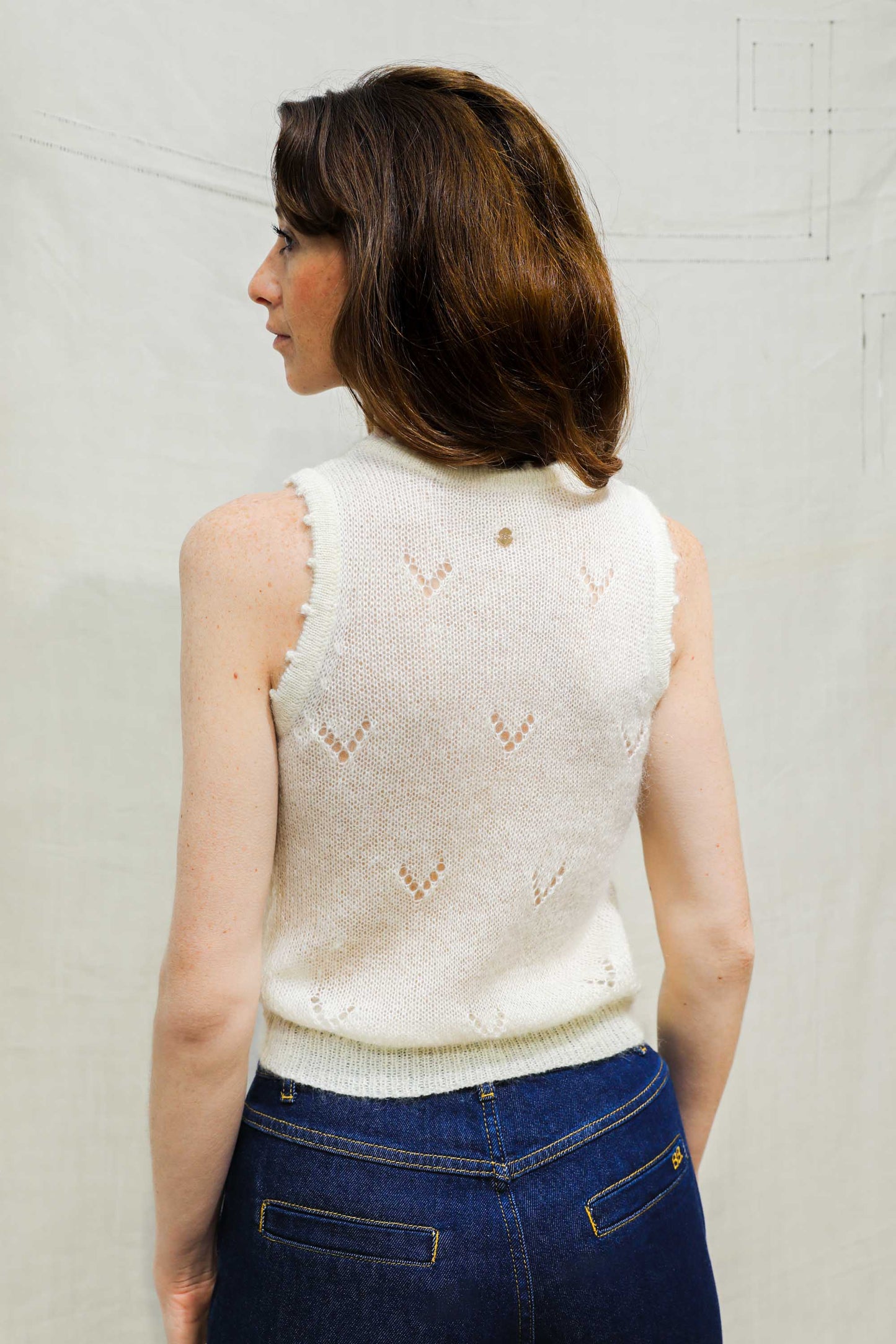 Top ajouré en maille écru - Idylle