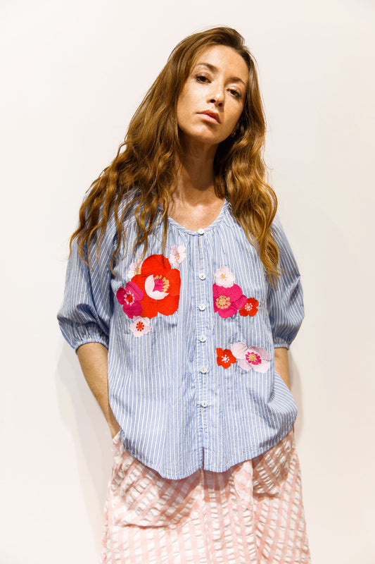 Blouse rayée brodée – Bloom