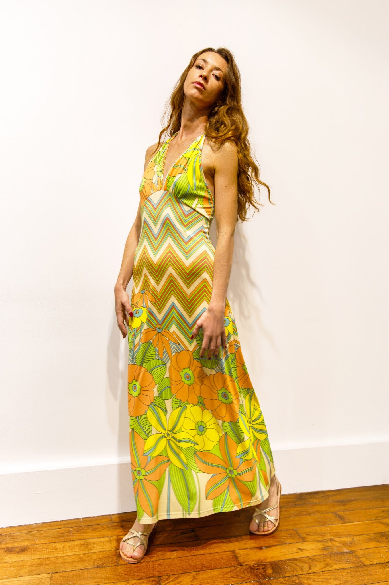 Robe maxi dos nu imprimé Tropicana – Brazilia