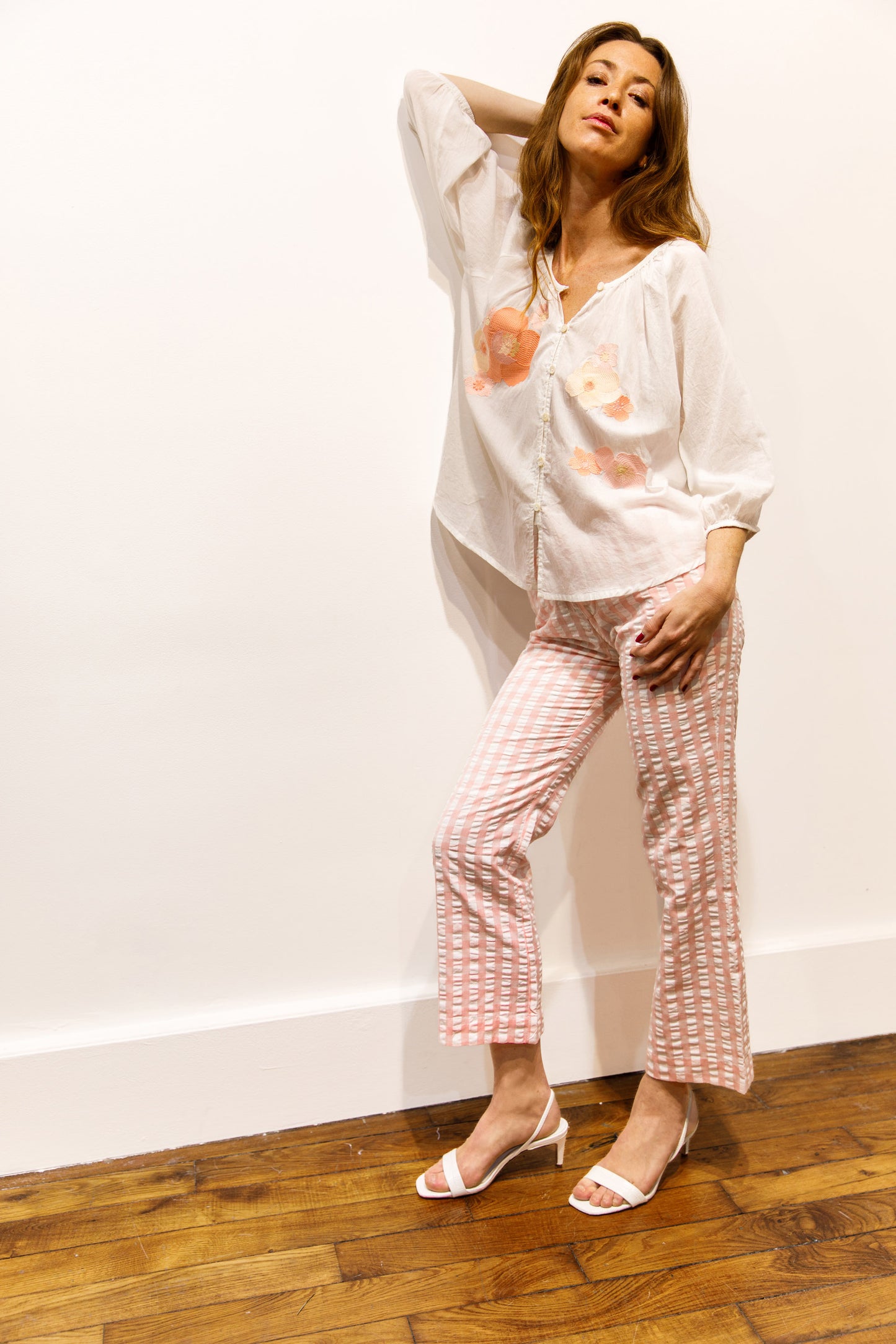 Pantalon capri seersucker rose – Lemoncello