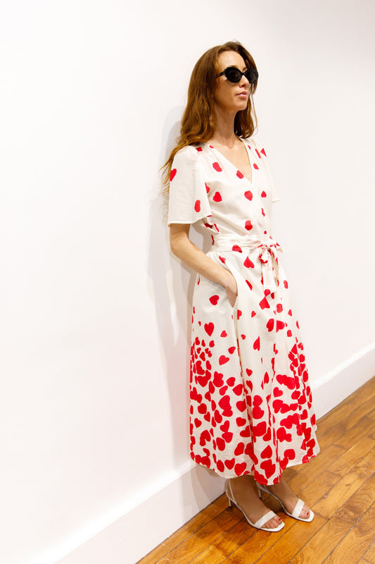 Robe midi imprimée cœurs – Mademoiselle