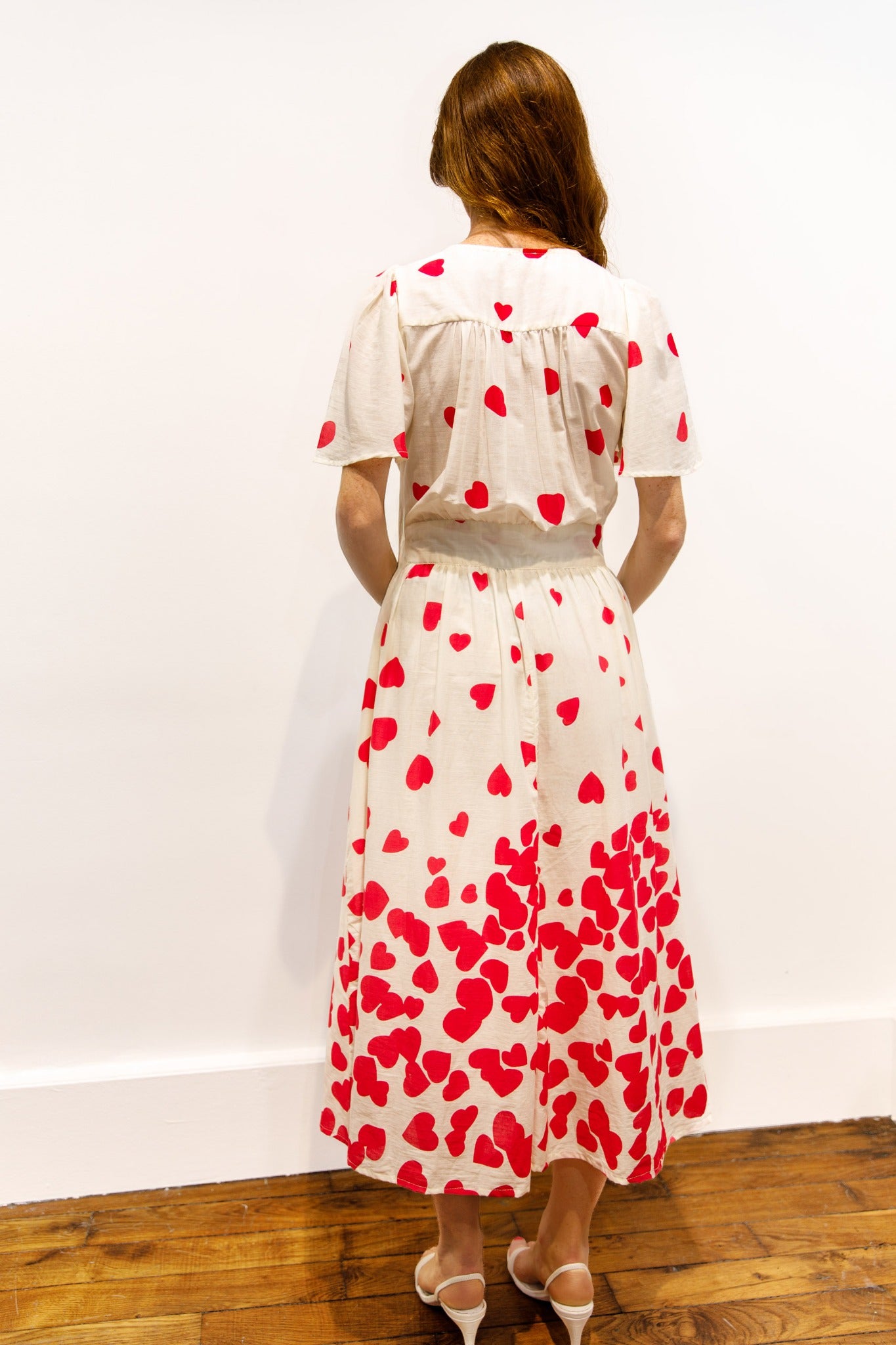 Robe midi imprimée cœurs – Mademoiselle