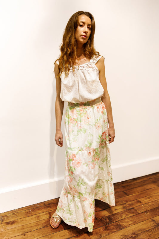 Jupe longue imprimée roses – Songe